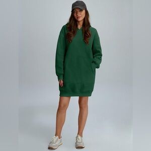 Womens Fall Hoodie Dress - Long Sleeve Fleece Sweater Pullover with Pockets
